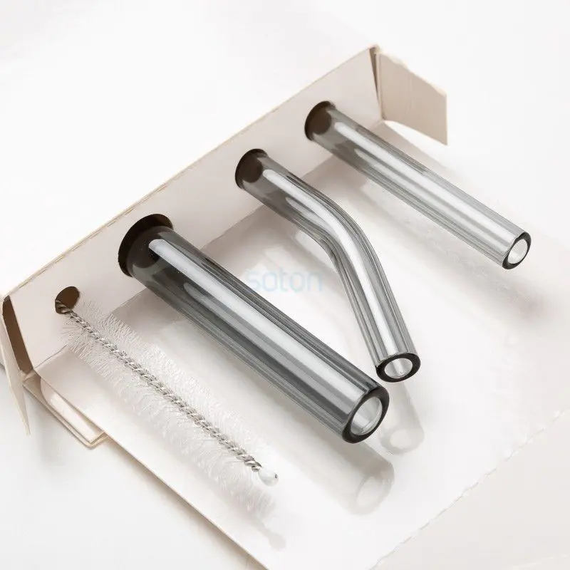 Reusable Glass Drinking Straws Paper Box Set