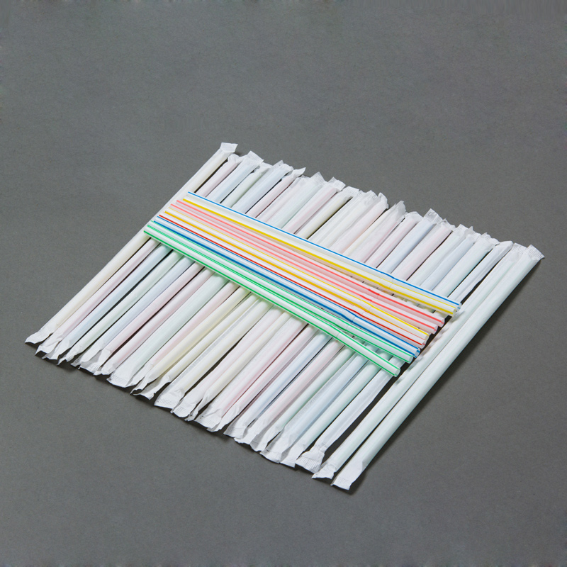 Disposable White Plastic Drinking Straws Individually Wrapped 6*210mm