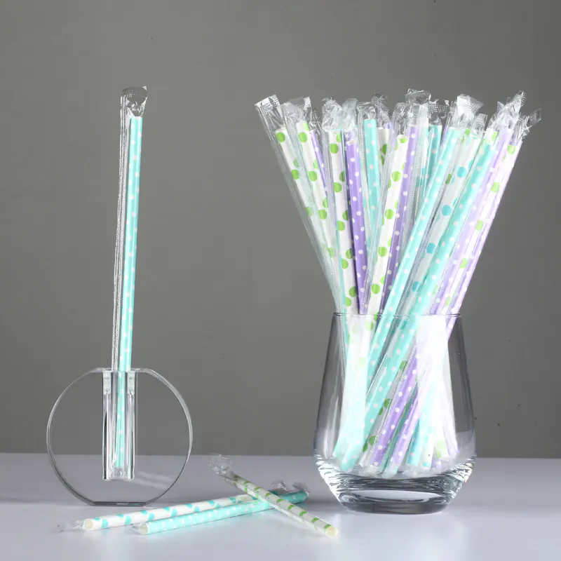 Individually Wrapped Paper Straws provide a convenient serving accessory for catering services, parties, events, and beverage stations.