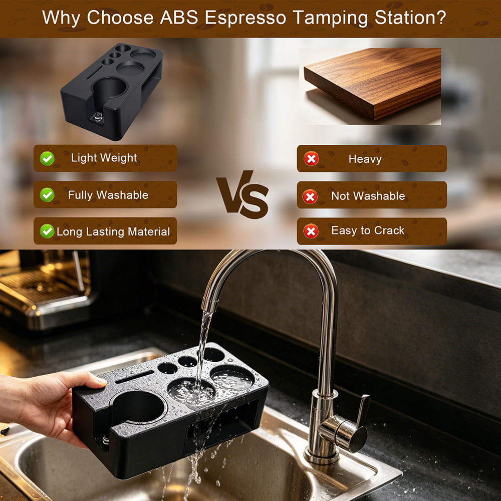 7-Piece Espresso Tool Set with Vertical ABS Tamping Station