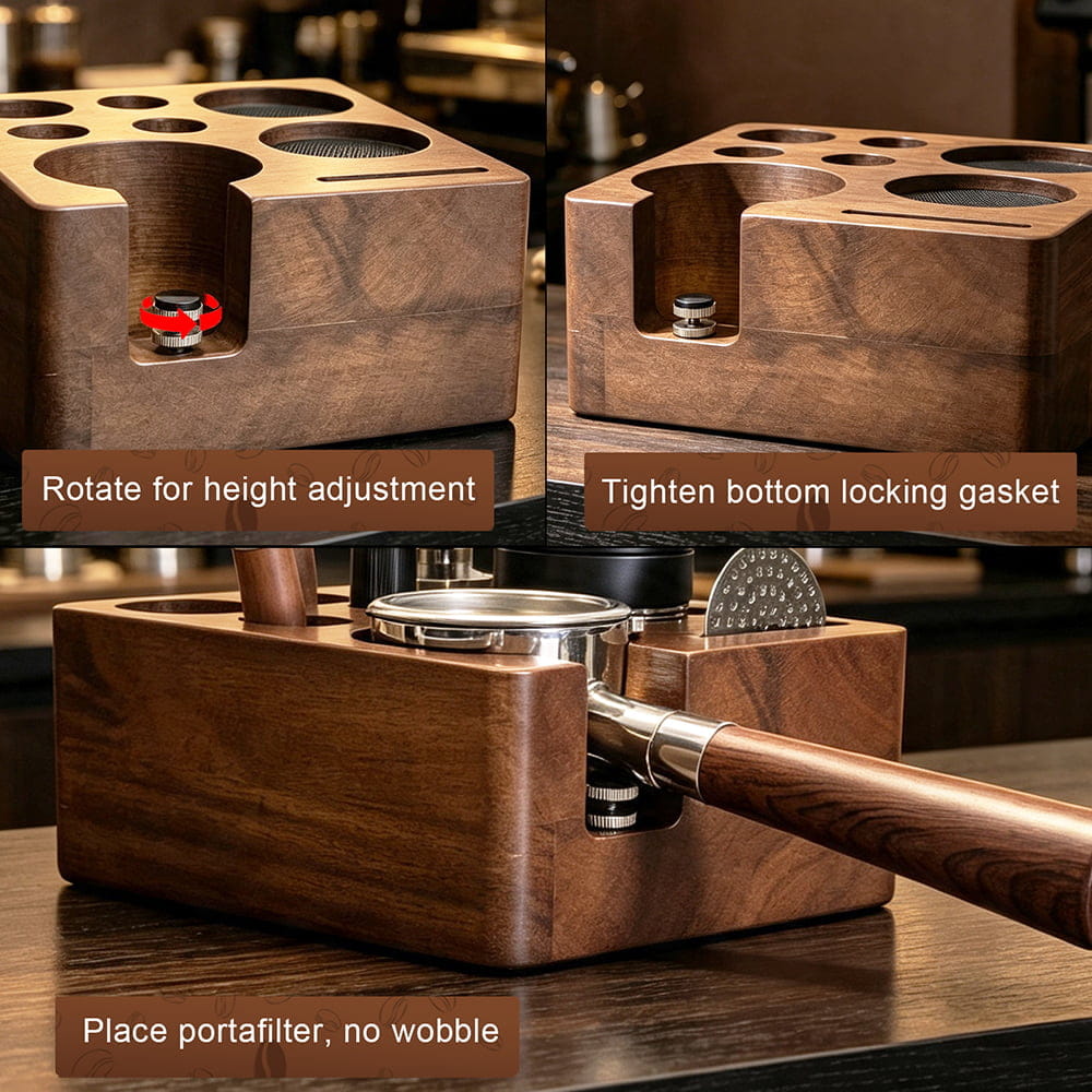 Walnut Wood Espresso Tamping Station