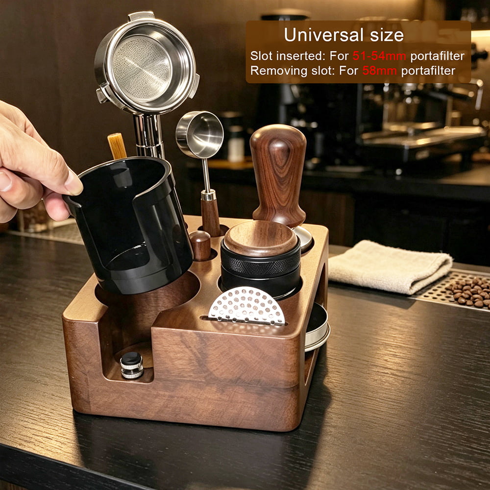 Walnut Wood Espresso Tamping Station