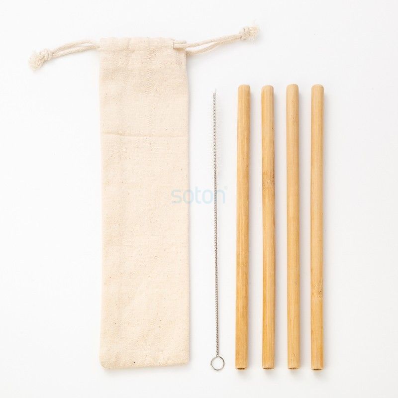 Reusable plant bamboo straw with brush