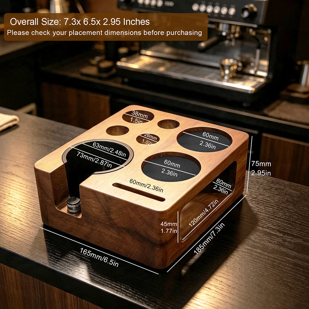 Walnut Wood Espresso Tamping Station