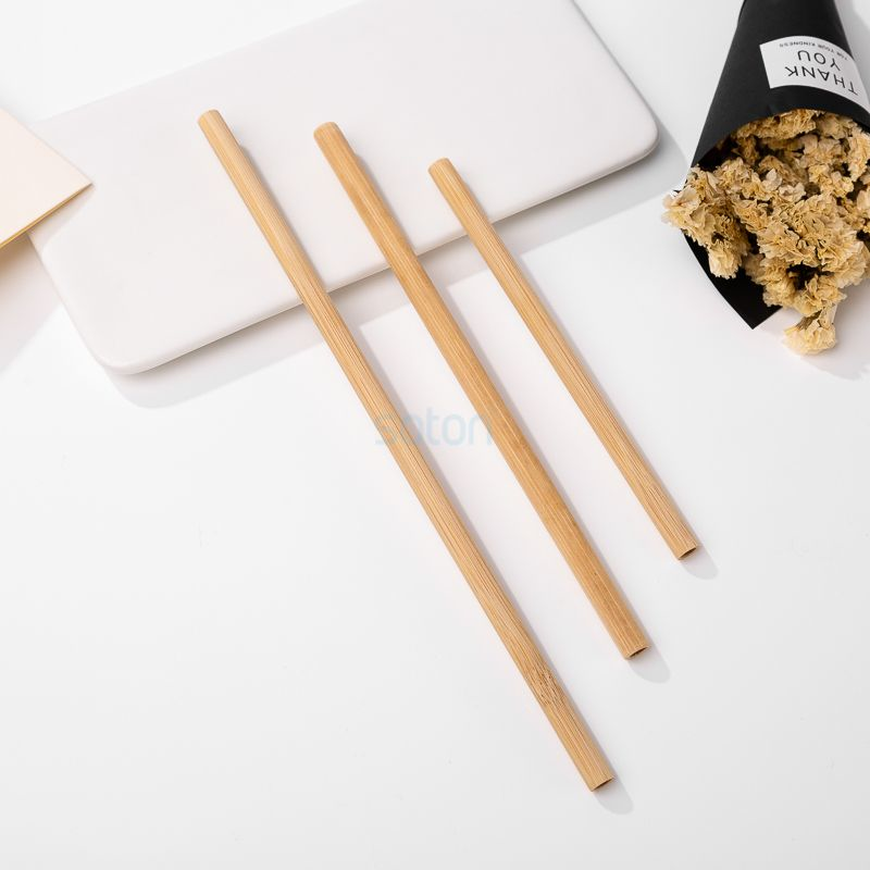 Reusable plant bamboo straw with brush